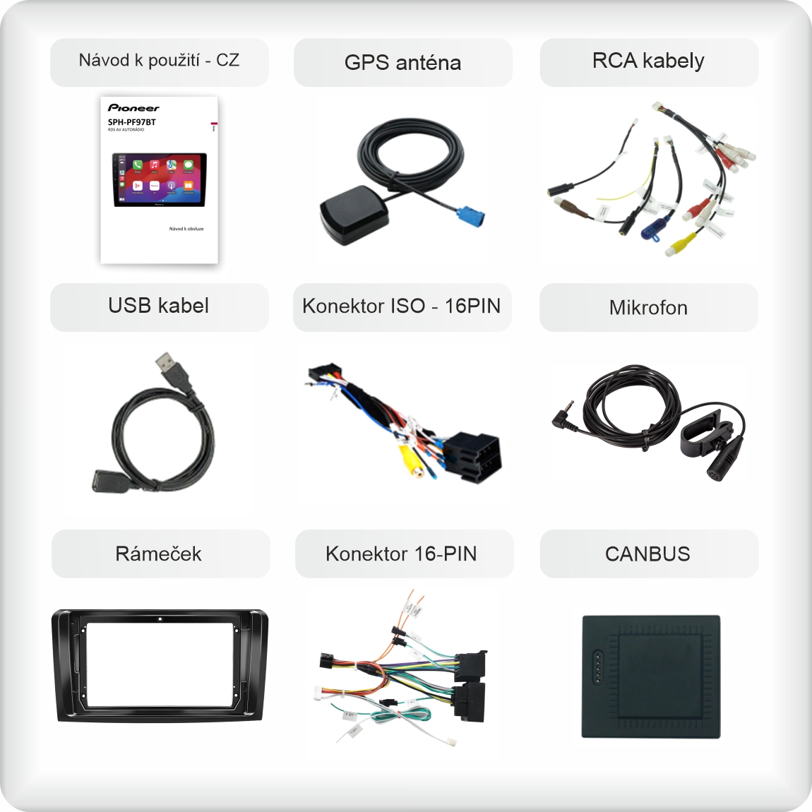 CZ příslušenství pro autorádio Pioneer SPH - PF97BT pro Mercedes Benz ML 05-11 carplay a android auto evtech_cz_1